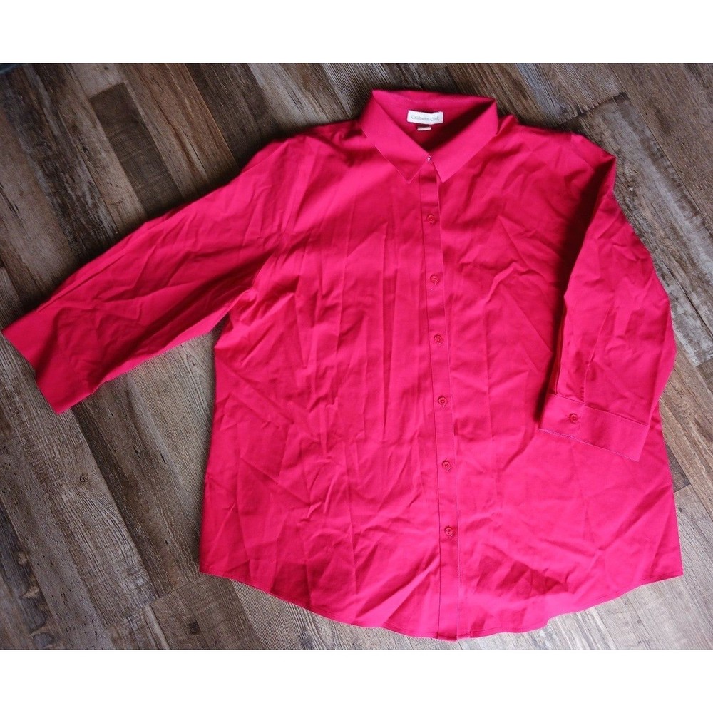 Coldwater Creek Easy Care 3/4 Sleeve Shirt 1XL Red